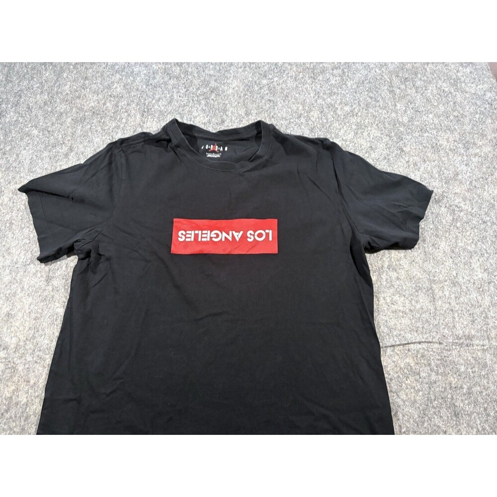 Air Jordan Shirt Mens Black Jump Man Los Angeles Logo Basketball Athletic Sz L - Picture 2 of 10